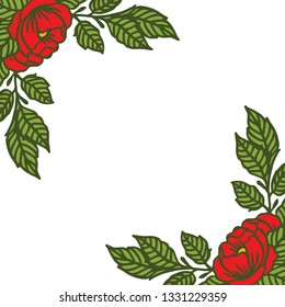 Vector illustration rose red flower frame hand drawn
