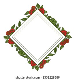 Vector illustration rose red flower frame hand drawn
