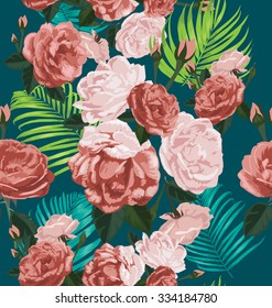 Vector Illustration of rose seamless pattern