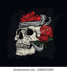 Vector illustration of a rose and a skull in EPS10 version format