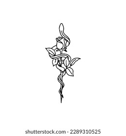 vector illustration of a rose with a snake