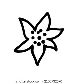 Vector illustration of a rose for Valentine's Day with a black line on an isolated background. Single, simple, festive picture in doodle style. Design for cards, stickers, posters, web, packaging.