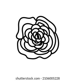 Imagen vectorial de una rosa para el Día de San Valentín con una línea negra en un fondo aislado. Imagen sencilla, festiva en forma de garabato. Diseño para tarjetas, pegatinas, carteles, web, embalaje.