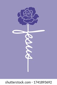 Vector illustration of rose with the word Jesus.