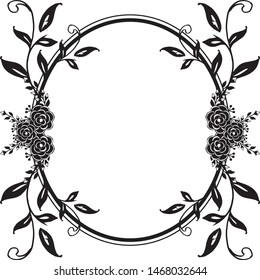 Vector illustration rose wreath frame for greeting card happy day