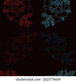 Vector illustration of roses black background, flowers for interior wallpaper covers
