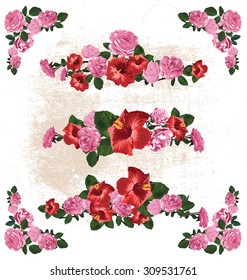 vector illustration of roses bouquet set