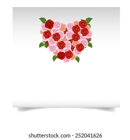 Vector illustration of roses heart frame isolated on white background