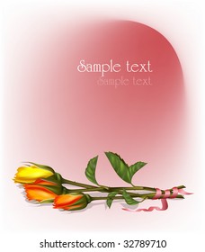 Vector illustration. Roses on the pink background.