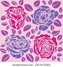Vector illustration of roses set