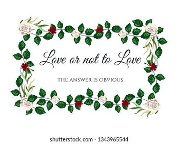 Vector Illustration of Roses Wedding Card for Design, Website, Background, Banner. Hand drawn flower Elements. Vintage Save the date Template