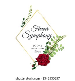 Vector Illustration of Roses Wedding Card for Design, Website, Background, Banner. Hand drawn flower Elements. Vintage Save the date Template