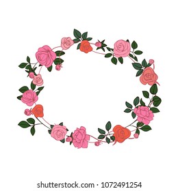 Vector illustration roses wreath