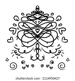 ilustración vectorial, imagen abstracta del elemento de ornamento de rosette. dibujo de línea 