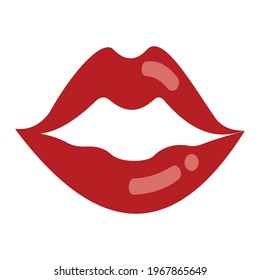 Vector illustration of rosy red lips symbol icon symbol. editable. 4000 x 4000 pixel perfect.