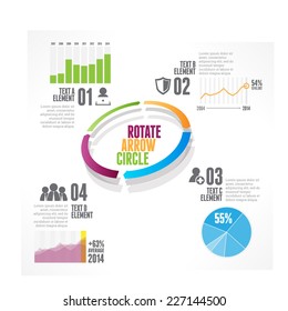 Vector illustration of rotate arrow circle infographic design element.