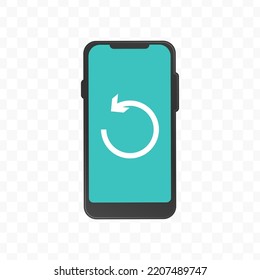 Ilustración vectorial del símbolo y la señal del icono del smartphone de rotación. iconos coloreados para el diseño de sitios web .Diseño simple sobre fondo transparente (PNG).
