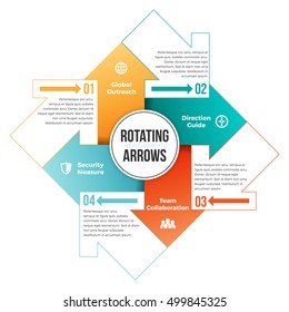 Vector illustration of rotating arrows infographic design element.