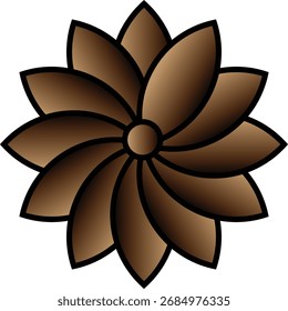 Ilustração vetorial de uma mandala ou flor floral rotativa em tons de terra.