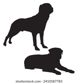 Vector Illustration of Rottweiler Dog Silhouette