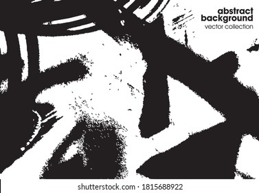 Vector illustration of rough black and white brush srokes texture background. Distressed overlay texture. Grunge background. Abstract textured effect. 
