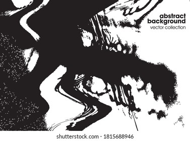 Ilustración vectorial del fondo de textura de pincel negro y blanco bruto. Textura superpuesta angustiada. Borde de fondo. Efecto texturado abstracto. 