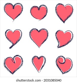 A vector illustration of Rough hand drawn heart marker isolated on a white background