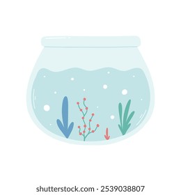 Vector illustration of a round aquarium.