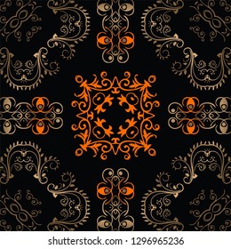 Vector illustration of a round beautiful floral ornament. Ethnic Mandala. Decorative elements. Islam, Arabic, Indian, motifs