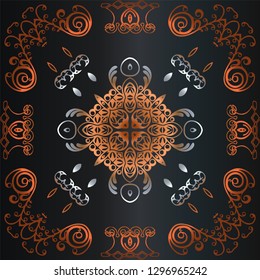 Vector illustration of a round beautiful floral ornament. Ethnic Mandala. Decorative elements. Islam, Arabic, Indian, motifs