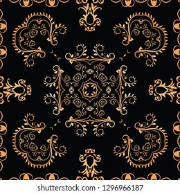 Vector illustration of a round beautiful floral ornament. Ethnic Mandala. Decorative elements. Islam, Arabic, Indian, motifs