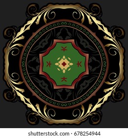 Vector illustration of a round beautiful gold floral ornament. Ethnic Mandala. Decorative elements. Islam, Arabic, Indian, motifs