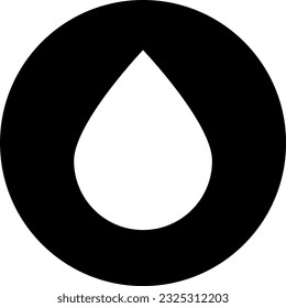 Vector illustration of round black icon of a drop of water.