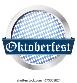 vector illustration of a round blue button for German Oktoberfest in Munich
