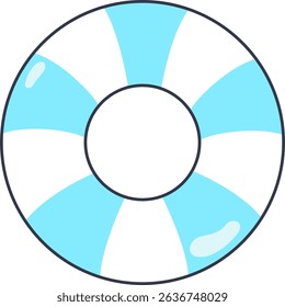 Vector illustration of a round blue lifebuoy for summer water activities. Great for beach, pool, and vacation themes