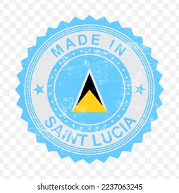 Ilustración vectorial del sello azul redondo. Hecho en Santa Lucía sobre fondo transparente (PNG).