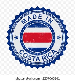 Vector illustration of round blue stamp. Made in Costa Rica on transparent background (PNG).