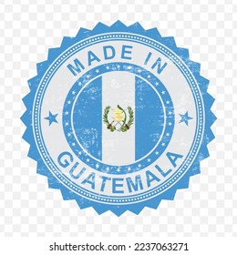Vector illustration of round blue stamp. Made in Guatemala on transparent background (PNG).