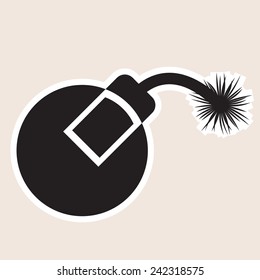 vector illustration of round bomb sticker. on light background
