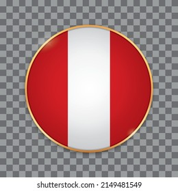 vector illustration of round button banner wit country flag of Peru