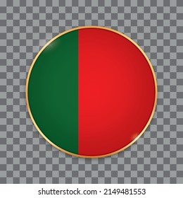 vector illustration of round button banner wit country flag of Portugal