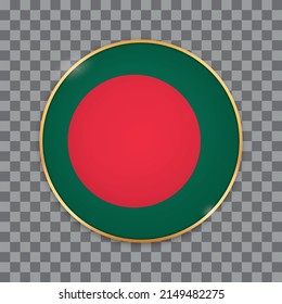 vector illustration of round button banner wit country flag of Bangladesh