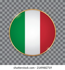 vector illustration of round button banner wit country flag of Italy