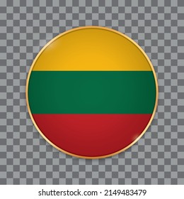 vector illustration of round button banner wit country flag of Lithuania