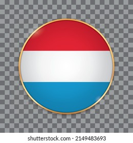 vector illustration of round button banner wit country flag of Luxembourg