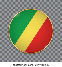 vector illustration of round button banner wit country flag of Congo