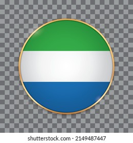 vector illustration of round button banner wit country flag of Sierra Leone