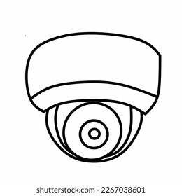 vector illustration, round CCTV line art, design about security technology, isolated white background 
