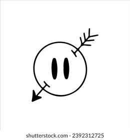 vector illustration of round character with arrow
