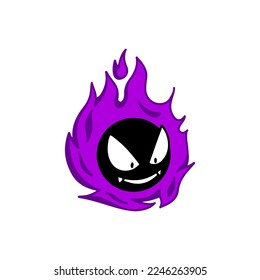  vector illustration of round character with fire
